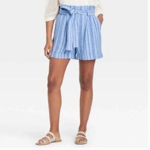 a new day high rise paperbag linen shorts XXL